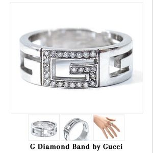 Gucci G ring with diamonds - White gold